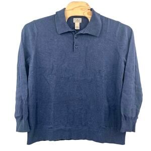 LL Bean Pullover Long Sleeve Henley Sweater Men XXL Cashmere Blend Blue
